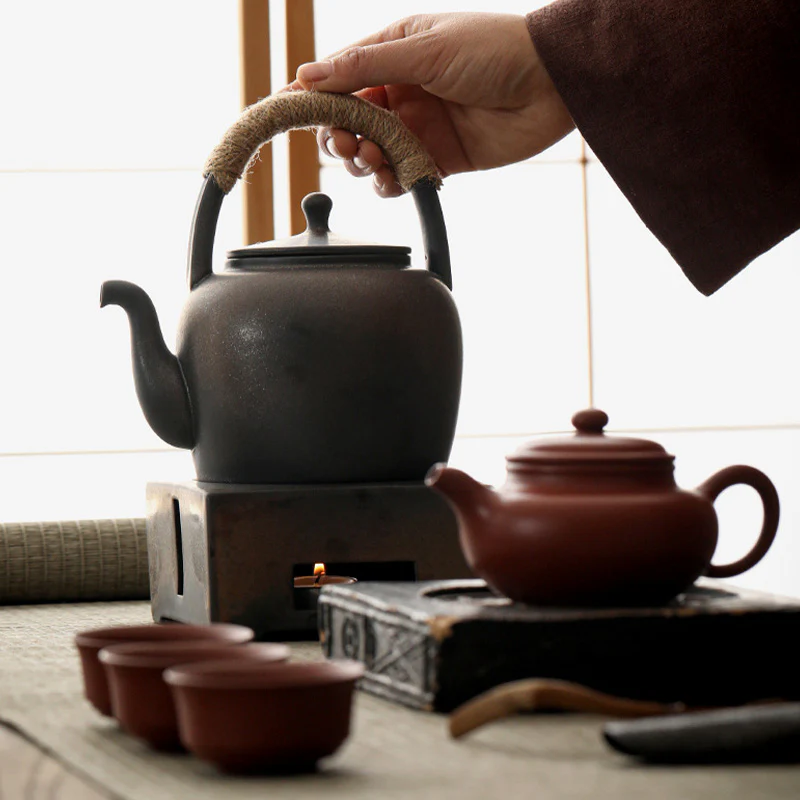Buddha Stones Retro Brown Chinese Gongfu Tea Teiera in ceramica Kung Fu 700ml con base - Image 17