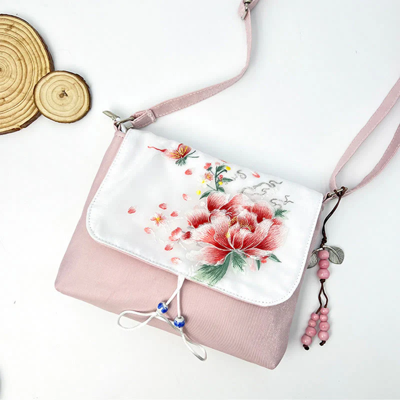 Buddha Stones Ricamato Camelia Epiphyllum Gardenia Sakura Fiori Borsa a Tracolla Borsa a Tracolla Borsa per Cellulare - Image 49