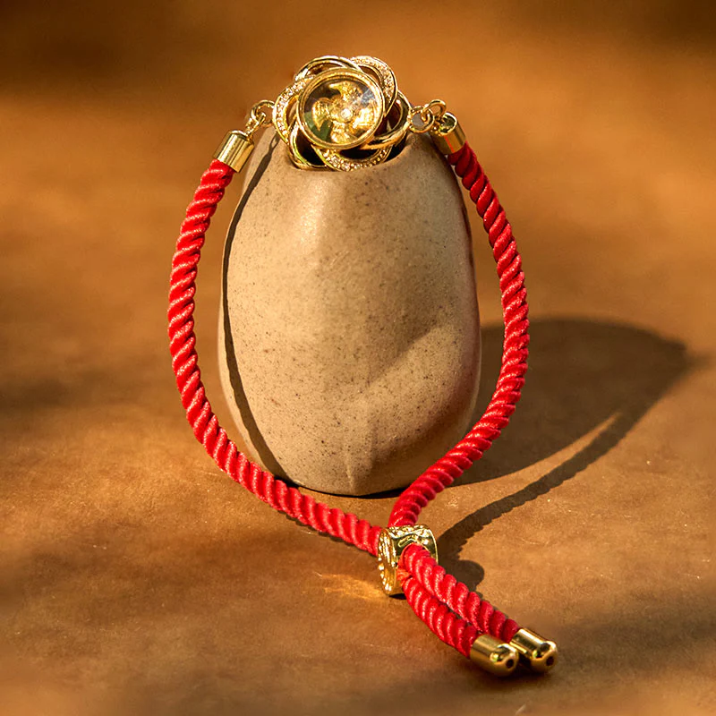 Buddha Stones Rotanti Prugna Rosso Corda Rame Ottone Mulino a Vento Feng Sheng Shui Qi Protezione Bracciale Intrecciato - Image 2