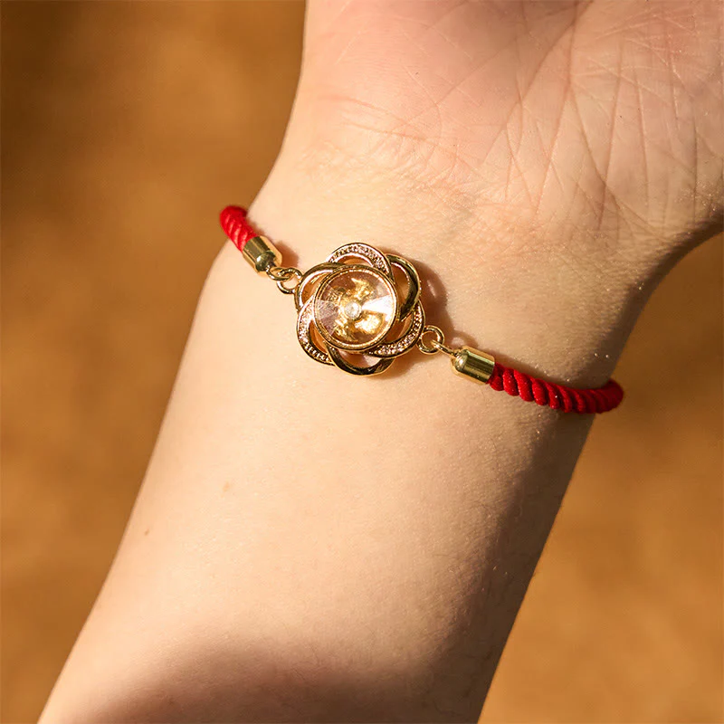 Buddha Stones Rotanti Prugna Rosso Corda Rame Ottone Mulino a Vento Feng Sheng Shui Qi Protezione Bracciale Intrecciato - Image 4