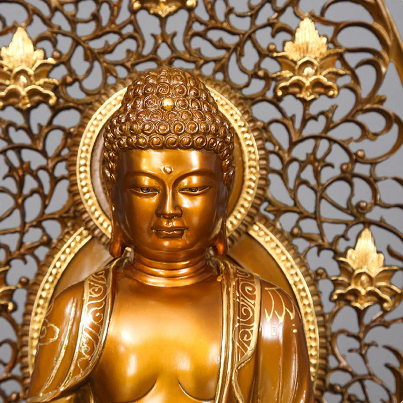 Buddha Stones Sakyamuni Amitabha Statua del Buddha della Medicina Statua di Rame della Serenità Decorazione per la Casa - Image 10