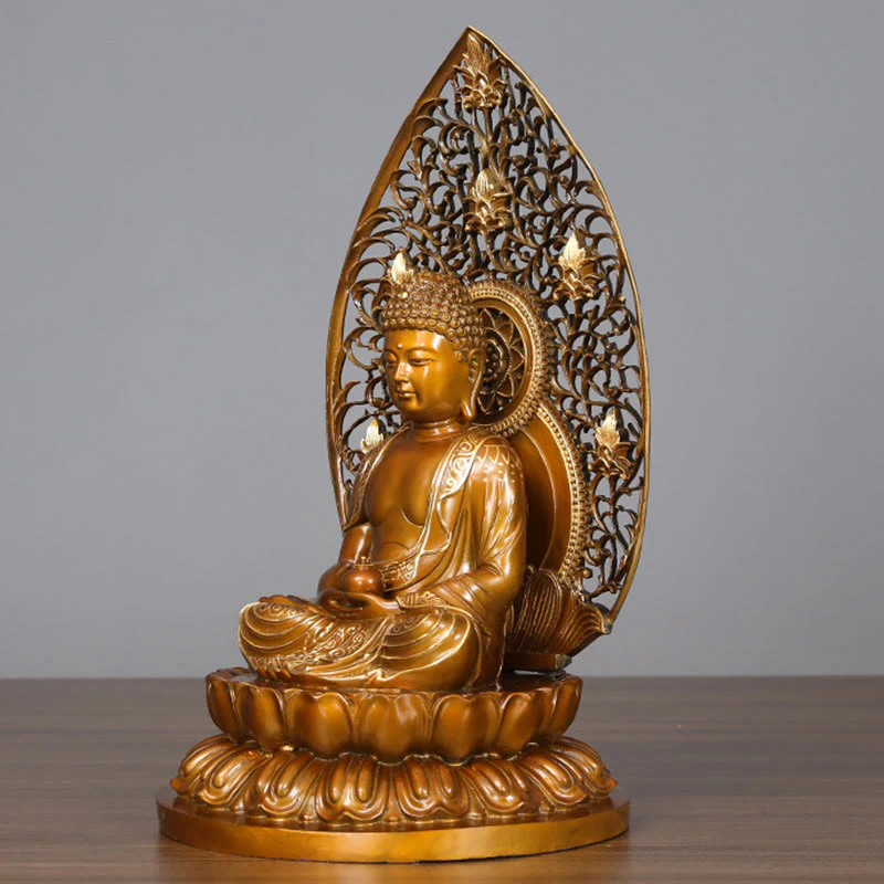 Buddha Stones Sakyamuni Amitabha Statua del Buddha della Medicina Statua di Rame della Serenità Decorazione per la Casa - Image 16