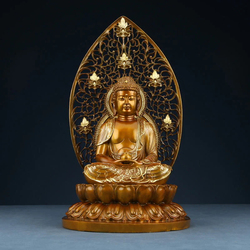 Buddha Stones Sakyamuni Amitabha Statua del Buddha della Medicina Statua di Rame della Serenità Decorazione per la Casa - Image 18