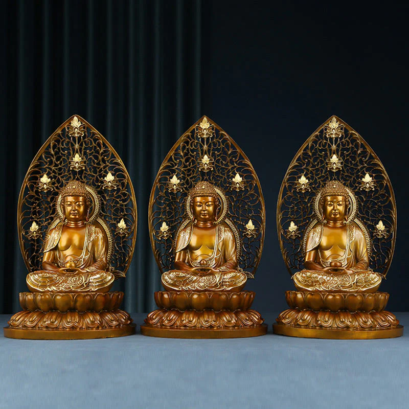 Buddha Stones Sakyamuni Amitabha Statua del Buddha della Medicina Statua di Rame della Serenità Decorazione per la Casa - Image 19