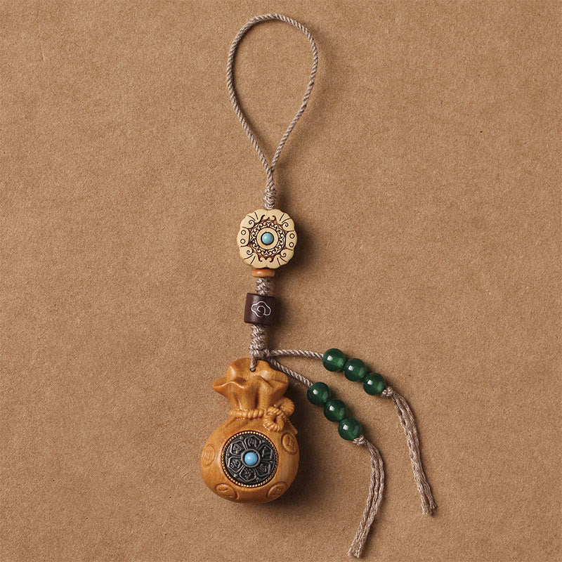 Buddha Stones Sandalo Piccola foglia Sandalo rosso Sandalo verde Om Mani Padme Hum Calma Portachiavi Telefono Decorazione da appendere - Image 17