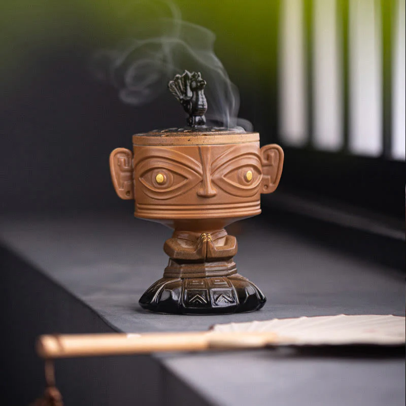 Buddha Stones Sanxingdui Bruciatore di incenso in ceramica curativo Decorazione da scrivania - Image 10