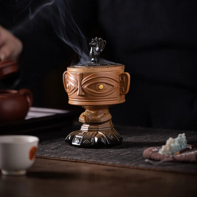 Buddha Stones Sanxingdui Bruciatore di incenso in ceramica curativo Decorazione da scrivania - Image 9