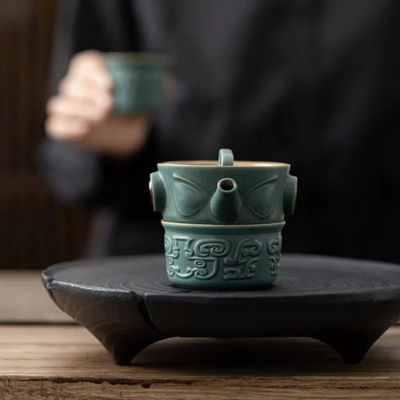 Buddha Stones Sanxingdui Tazza da tè in ceramica Tazza da tè Kung Fu con sacchetto