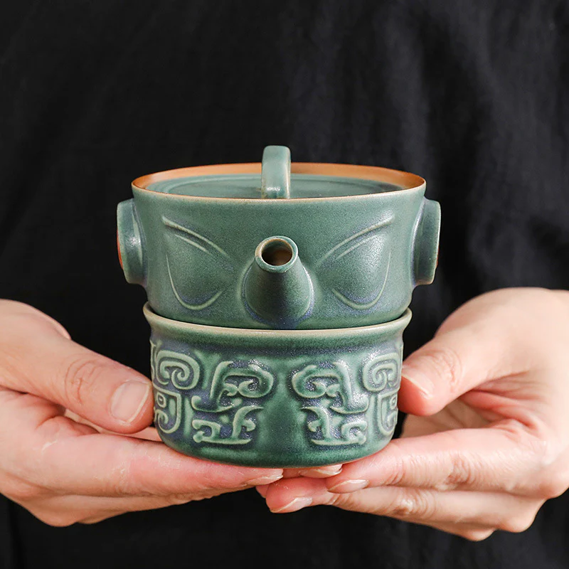 Buddha Stones Sanxingdui Tazza da tè in ceramica Tazza da tè Kung Fu con sacchetto - Image 17