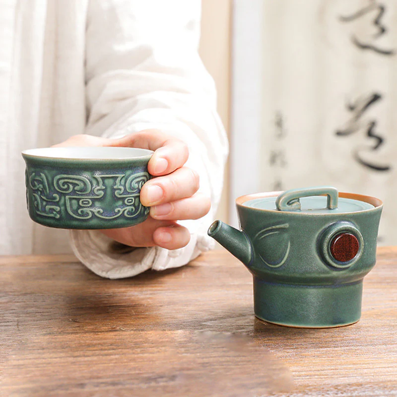 Buddha Stones Sanxingdui Tazza da tè in ceramica Tazza da tè Kung Fu con sacchetto - Image 19