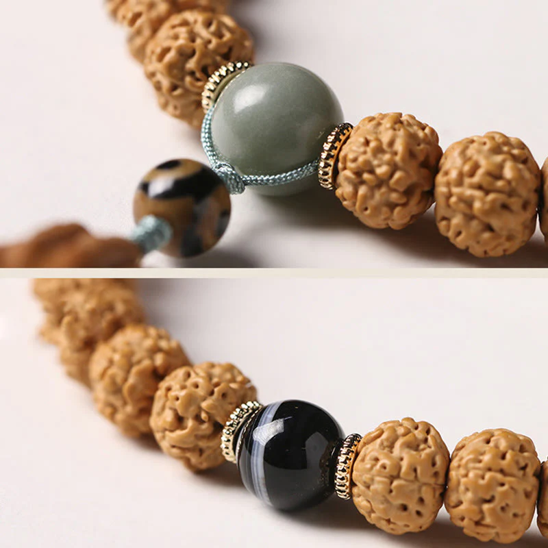 Buddha Stones Semi di Bodhi Perlina Dzi a tre occhi Ciondolo della mano del Buddha Bracciale della ricchezza - Image 13