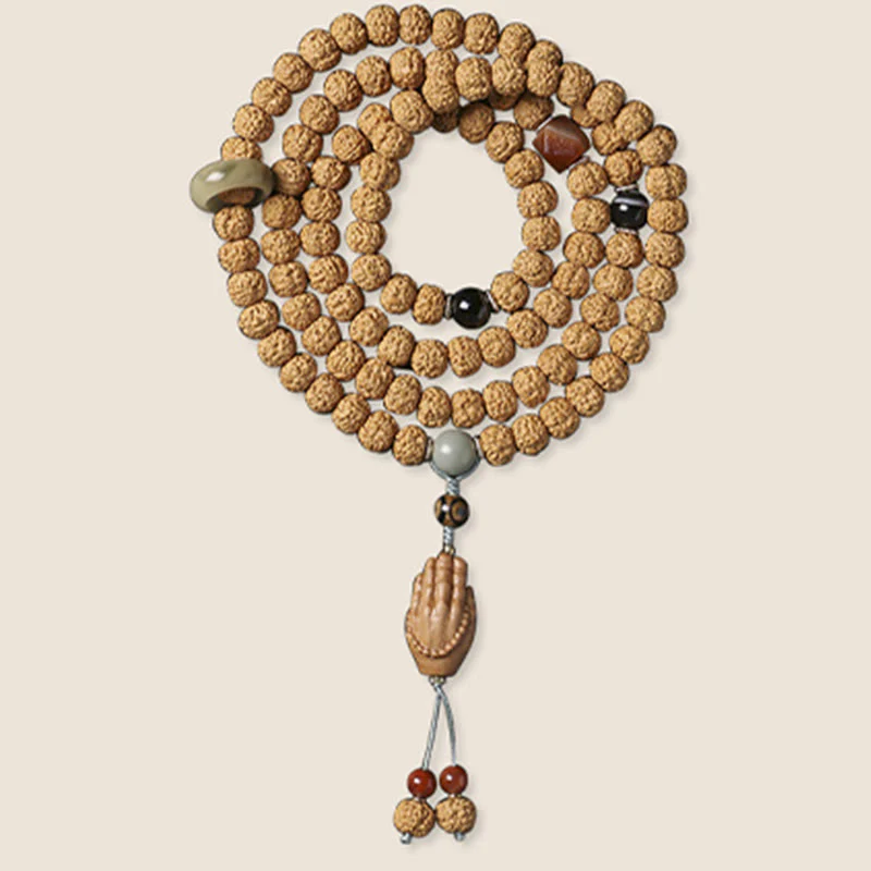 Buddha Stones Semi di Bodhi Perlina Dzi a tre occhi Ciondolo della mano del Buddha Bracciale della ricchezza - Image 14