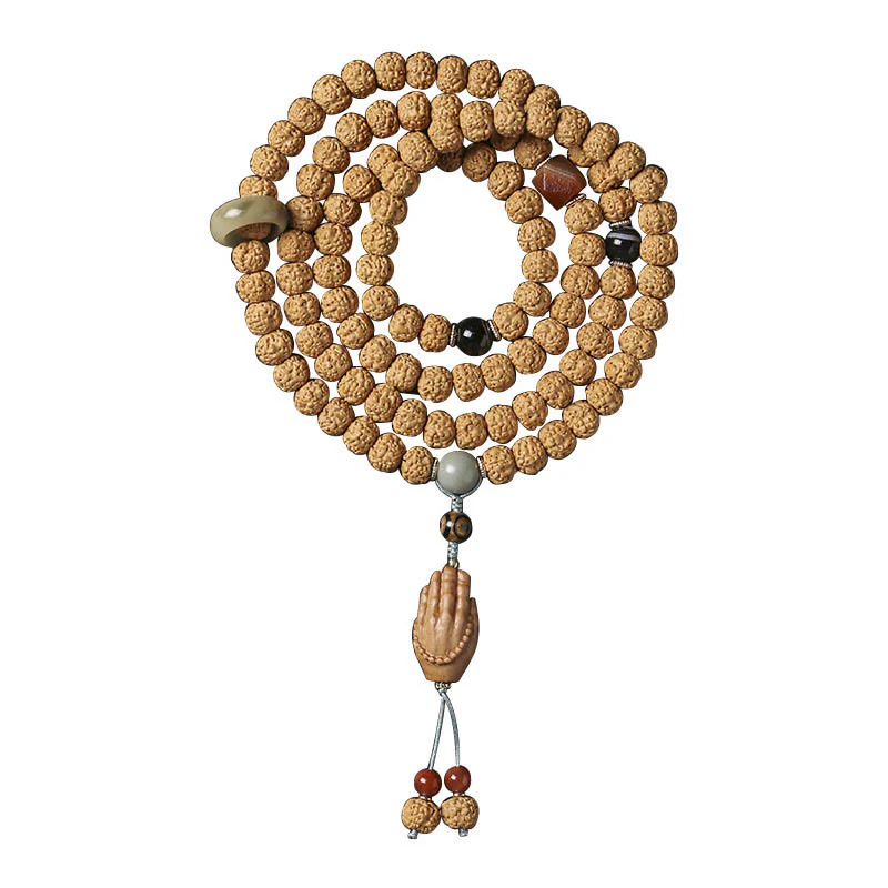 Buddha Stones Semi di Bodhi Perlina Dzi a tre occhi Ciondolo della mano del Buddha Bracciale della ricchezza - Image 15