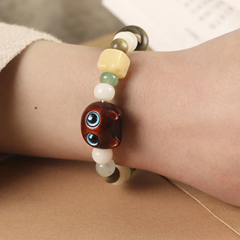Buddha Stones Semi di Bodhi Sandalo verde Legno di ebano Foglia piccola Sandalo rosso Testa di gatto Zampa Artiglio Bracciale della pace - Image 13