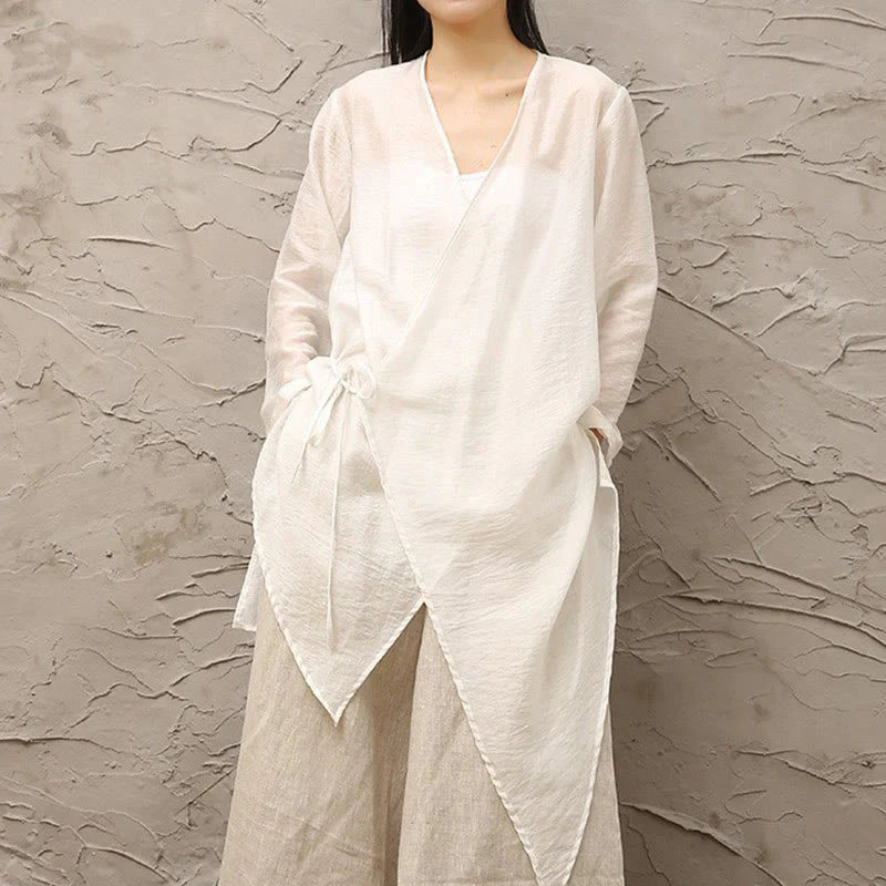 Buddha Stones Semplice Bianco Beige Modello Meditazione Spirituale Zen Pratica Yoga Abbigliamento Donna Abbigliamento - Image 2
