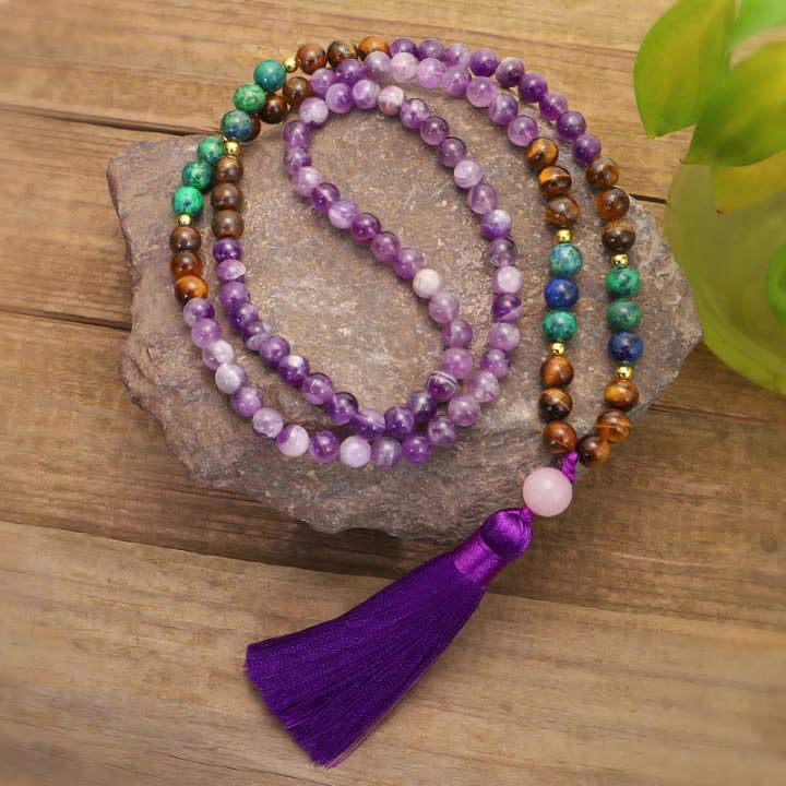 Buddha Stones Set di braccialetti mala tibetani purificanti in ametista - Image 6