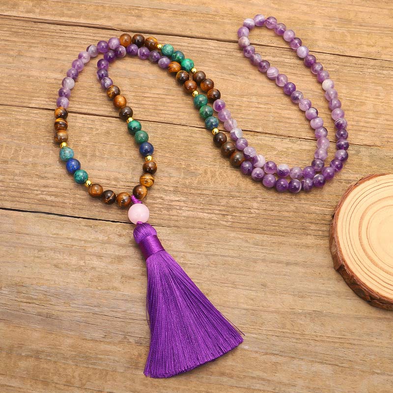 Buddha Stones Set di braccialetti mala tibetani purificanti in ametista - Image 7