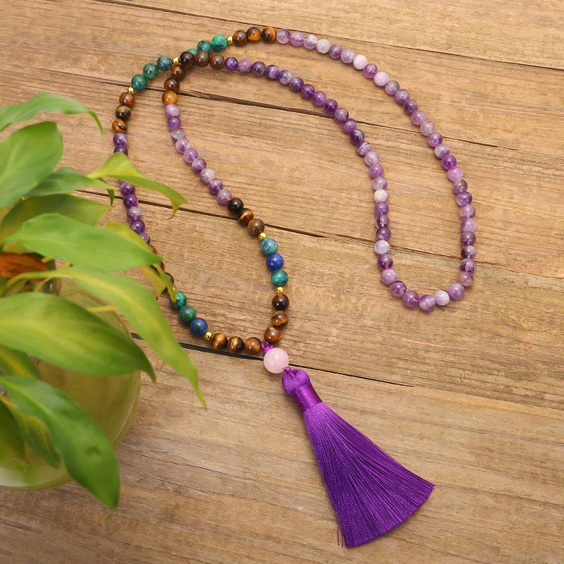 Buddha Stones Set di braccialetti mala tibetani purificanti in ametista - Image 8