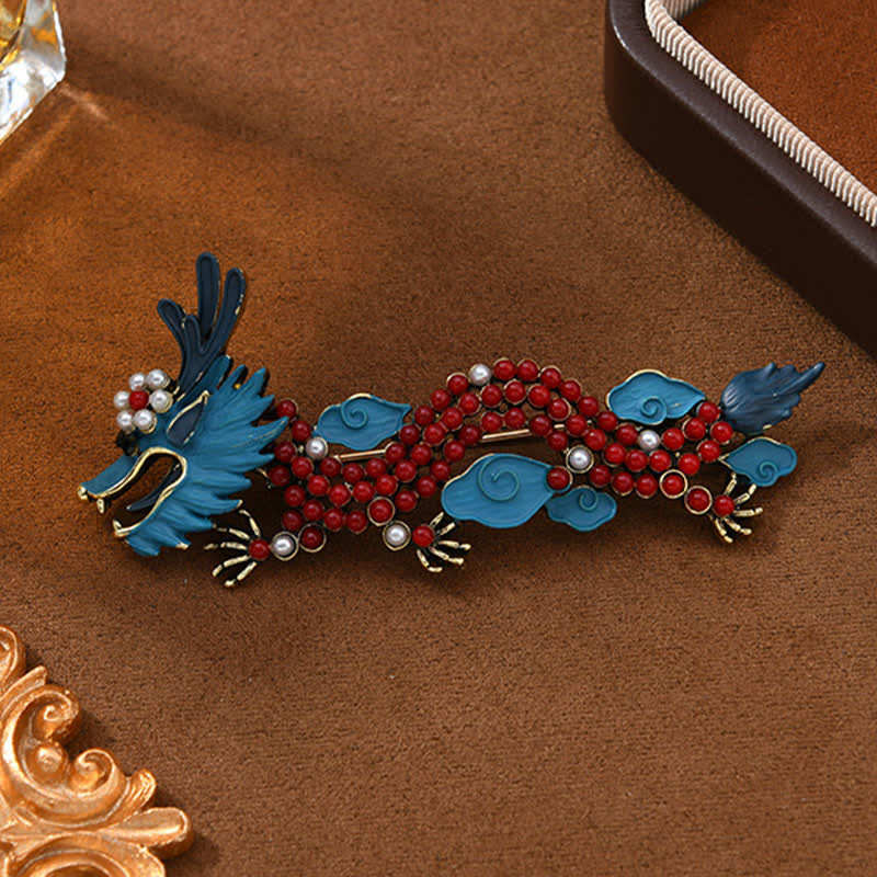 Buddha Stones Spilla portafortuna Drago Blu e Turchese Rosso - Image 4