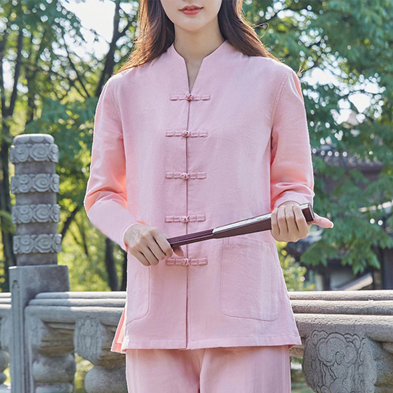 Buddha Stones Spirituale Zen Pratica Yoga Meditazione Preghiera Uniforme Cotone Lino Abbigliamento Donna Set - Image 5