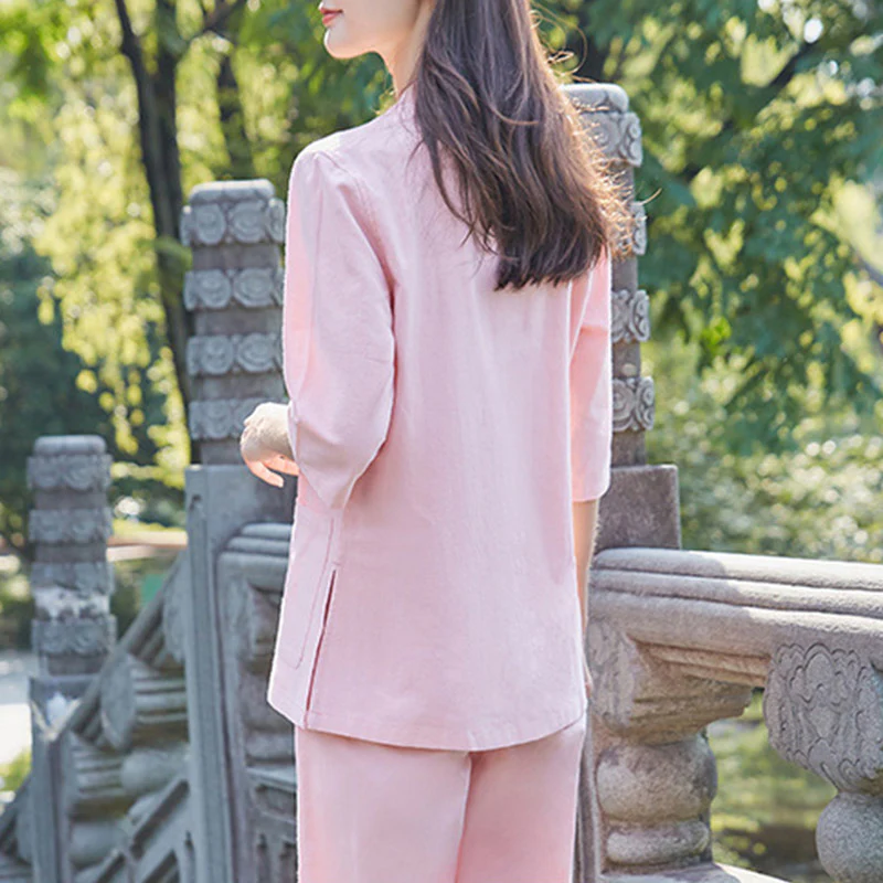 Buddha Stones Spirituale Zen Pratica Yoga Meditazione Preghiera Uniforme Cotone Lino Abbigliamento Donna Set - Image 6