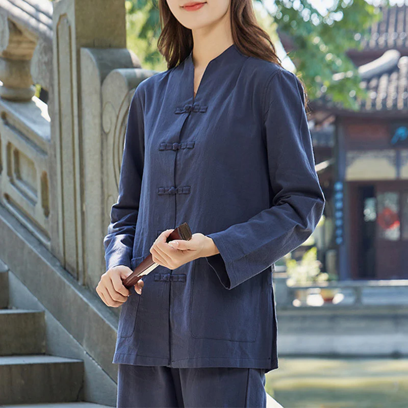 Buddha Stones Spirituale Zen Pratica Yoga Meditazione Preghiera Uniforme Cotone Lino Abbigliamento Donna Set - Image 8