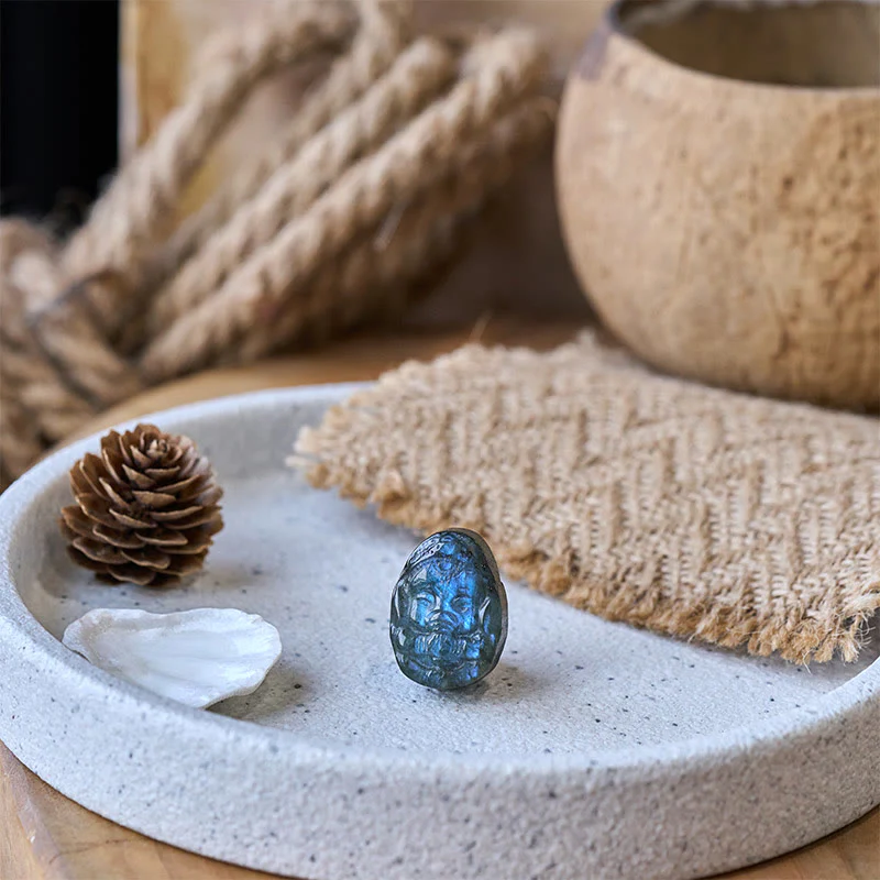 Buddha Stones Statua di protezione curativa in labradorite naturale con statuetta di elefante Ganesh, decorazione per la casa - Image 7