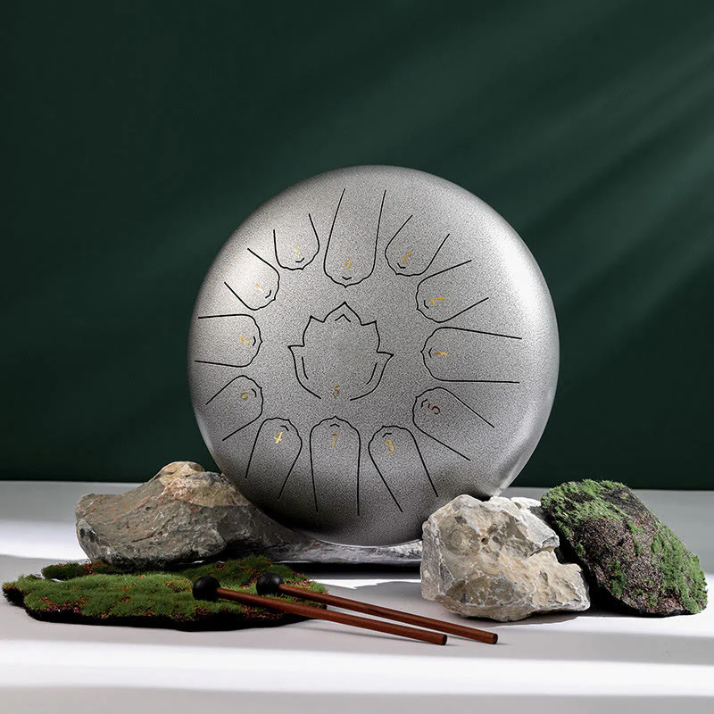 Buddha Stones Steel Tongue Drum Sound Healing Mindfulness Lotus Pattern Yoga Drum Kit 13 Note 12 Pollici Strumento a percussione - Image 4