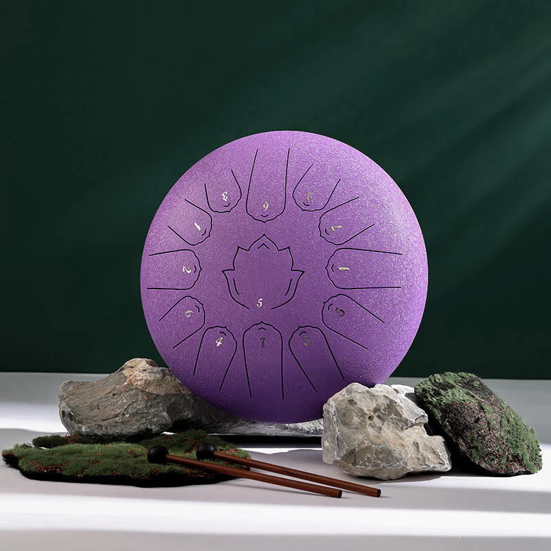 Buddha Stones Steel Tongue Drum Sound Healing Mindfulness Lotus Pattern Yoga Drum Kit 13 Note 12 Pollici Strumento a percussione - Image 6