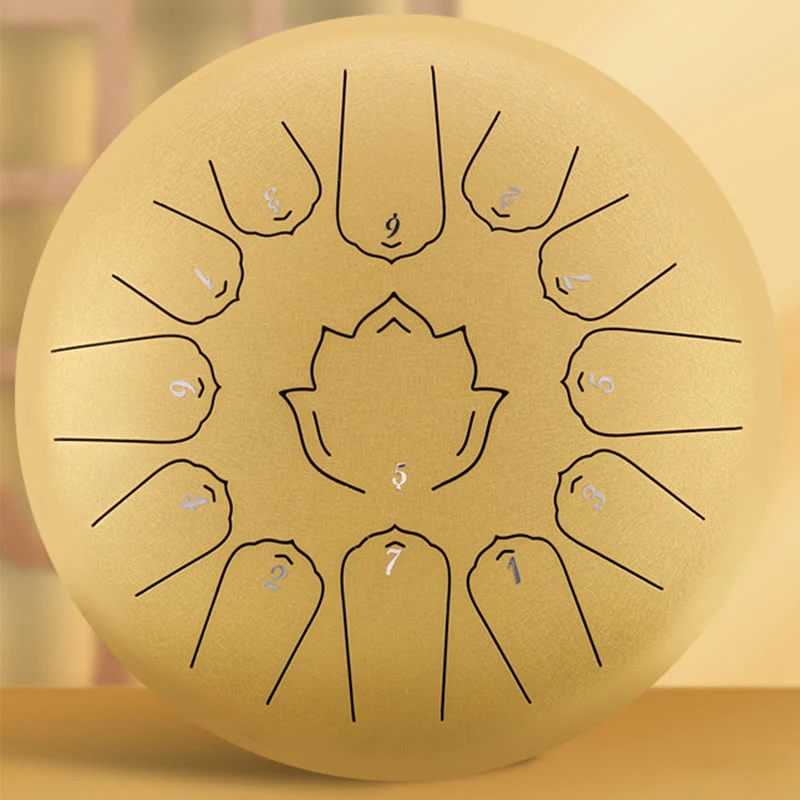 Buddha Stones Steel Tongue Drum Sound Healing Mindfulness Lotus Pattern Yoga Drum Kit 13 Note 12 Pollici Strumento a percussione - Image 8