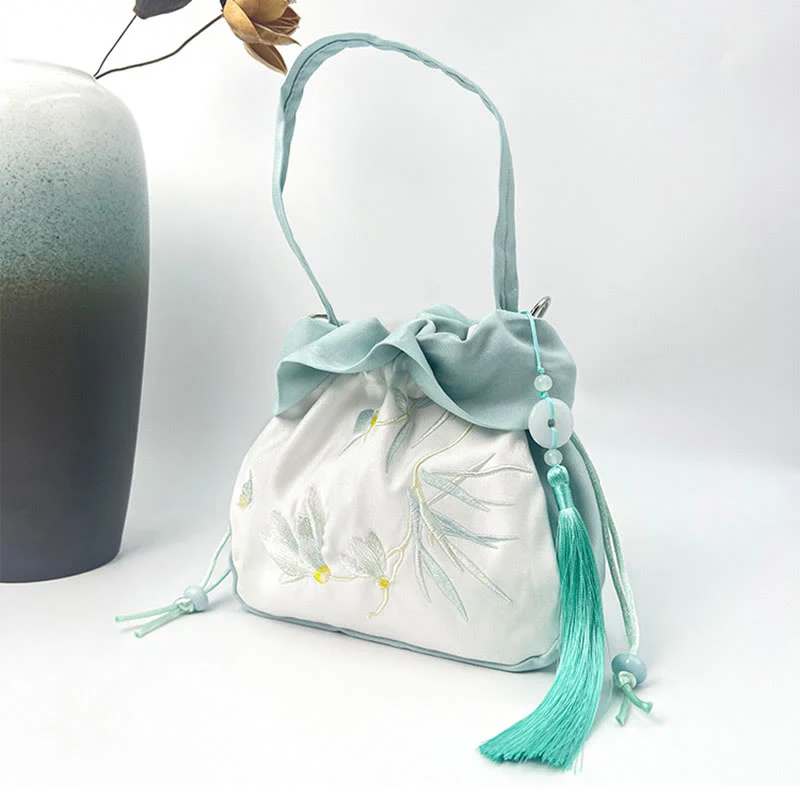 Buddha Stones Suzhou Ricamo Camelia Magnolia Peonia Loto Seta Tote Borsa a Tracolla Borsa a Tracolla Borsa a Mano - Image 10