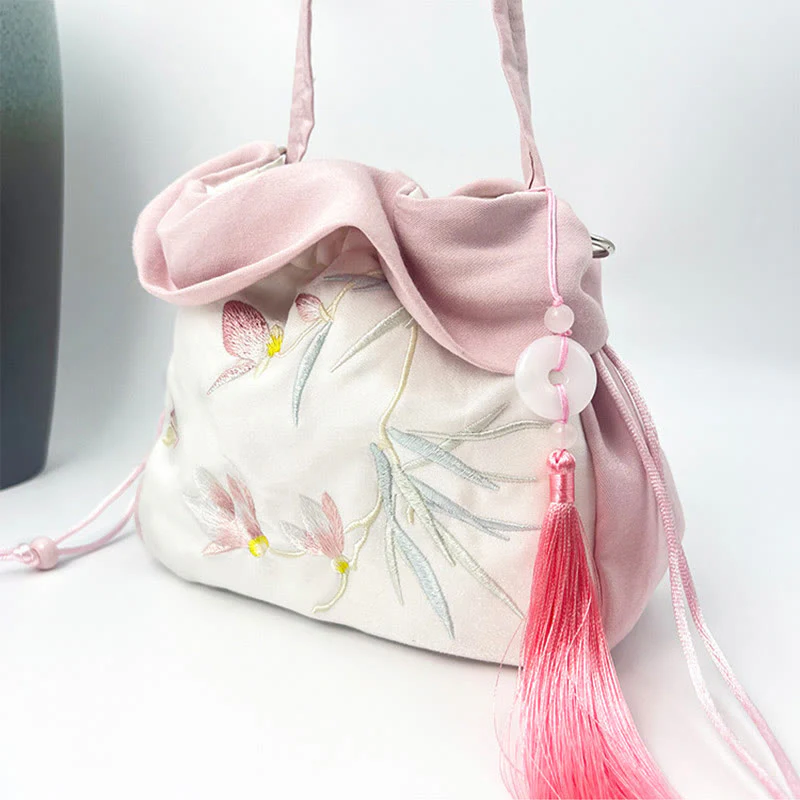Buddha Stones Suzhou Ricamo Camelia Magnolia Peonia Loto Seta Tote Borsa a Tracolla Borsa a Tracolla Borsa a Mano - Image 14