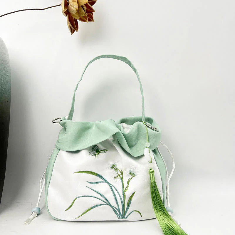 Buddha Stones Suzhou Ricamo Camelia Magnolia Peonia Loto Seta Tote Borsa a Tracolla Borsa a Tracolla Borsa a Mano - Image 17
