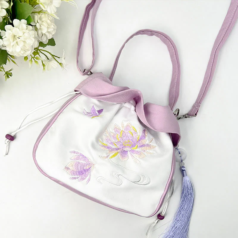 Buddha Stones Suzhou Ricamo Camelia Magnolia Peonia Loto Seta Tote Borsa a Tracolla Borsa a Tracolla Borsa a Mano - Image 22