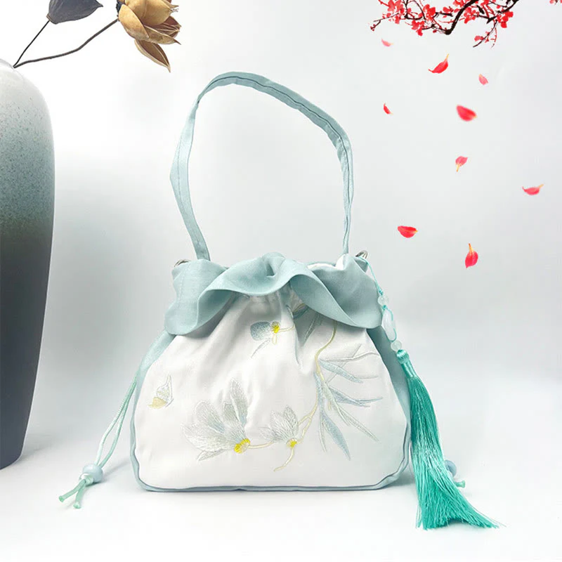 Buddha Stones Suzhou Ricamo Camelia Magnolia Peonia Loto Seta Tote Borsa a Tracolla Borsa a Tracolla Borsa a Mano - Image 9