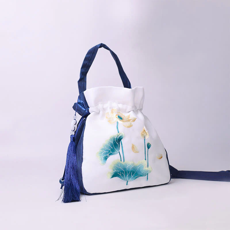 Buddha Stones Suzhou Ricamo Coniglio Loto Epiphyllum Peonia Magnolia Tote Borsa a tracolla Borsa a tracolla Borsa a mano - Image 18