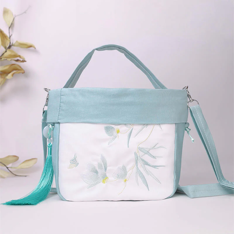 Buddha Stones Suzhou Ricamo Lotus Epiphyllum Magnolia Cotone Lino Tote Borsa A Tracolla Borsa A Mano - Image 16