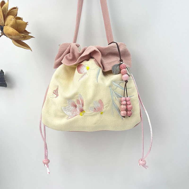 Buddha Stones Suzhou Ricamo Lotus Epiphyllum Magnolia Cotone Lino Tote Borsa A Tracolla Borsa A Mano - Image 22