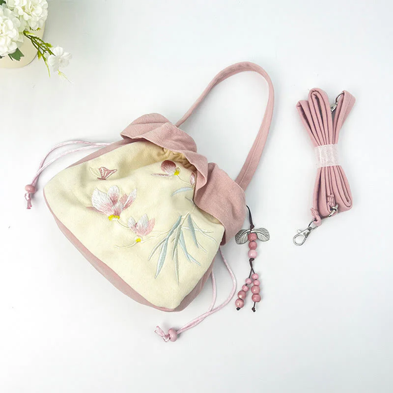 Buddha Stones Suzhou Ricamo Lotus Epiphyllum Magnolia Cotone Lino Tote Borsa A Tracolla Borsa A Mano - Image 25