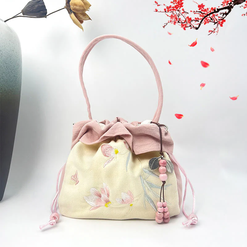 Buddha Stones Suzhou Ricamo Lotus Epiphyllum Magnolia Cotone Lino Tote Borsa A Tracolla Borsa A Mano - Image 26