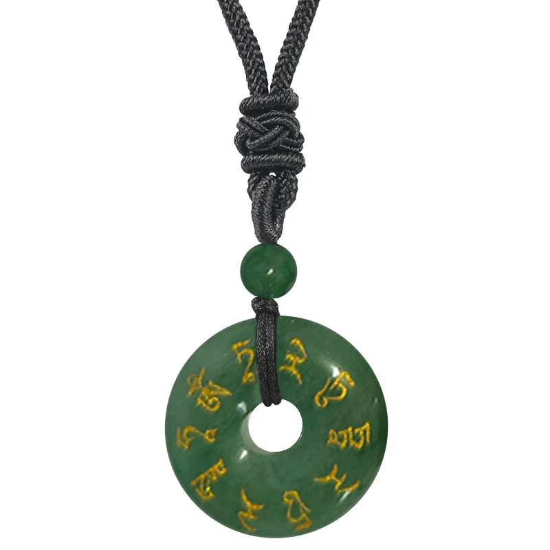 Buddha Stones Tara verde Mantra naturale vari cristalli ossidiana nera collana pendente - Image 13
