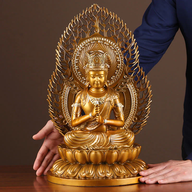 Buddha Stones Tathagata Buddha Figurina Serenità Statua in rame Decorazione per la casa Offerta - Image 2