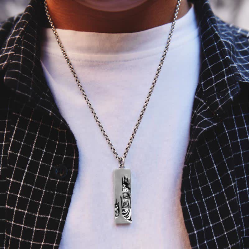 Collana con ciondolo in stile vintage Buddha Stones, Tathagata Buddha, amuleto di protezione e forza portafortuna - Image 6