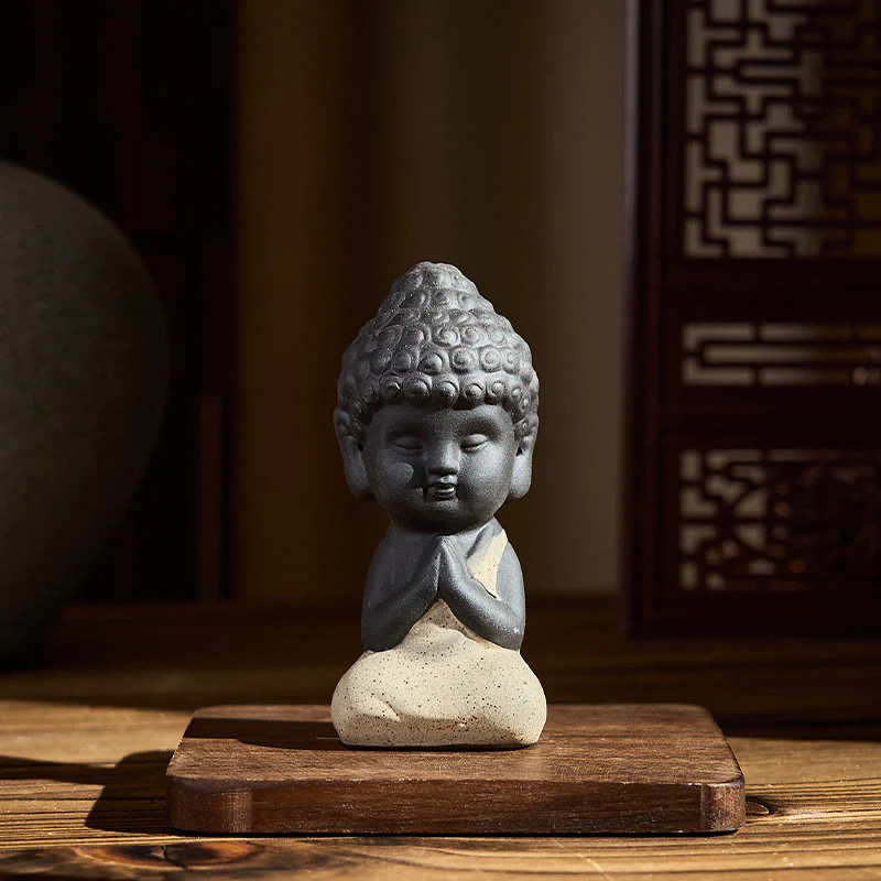 Buddha Stones Tathagata Buddha Simbolo Design Argilla Viola Serenità Decorazione da Scrivania - Image 3