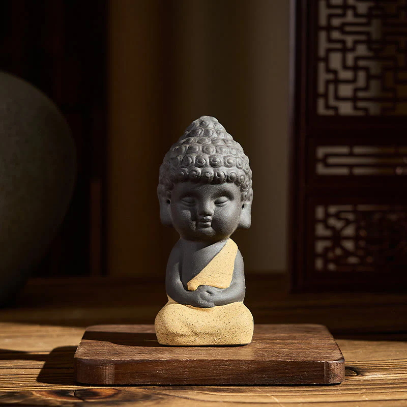 Buddha Stones Tathagata Buddha Simbolo Design Argilla Viola Serenità Decorazione da Scrivania - Image 4