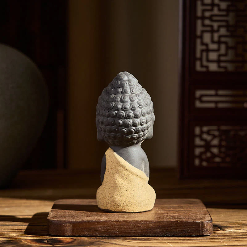 Buddha Stones Tathagata Buddha Simbolo Design Argilla Viola Serenità Decorazione da Scrivania - Image 6