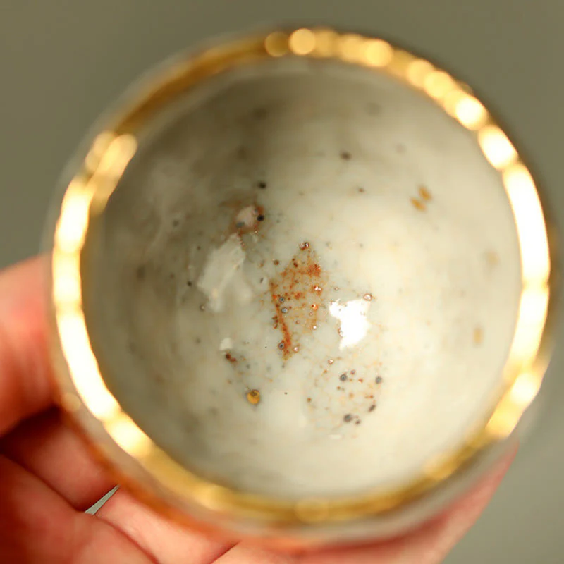 Buddha Stones Tazza da tè in ceramica con pesce koi Arowana dorato fatto a mano, tazza da tè Kung Fu, teiera - Image 8