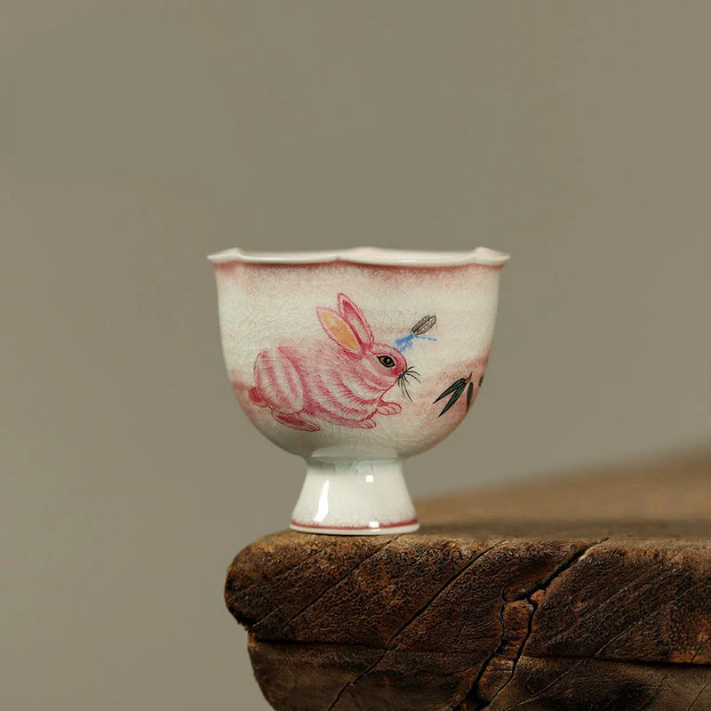 Buddha Stones Tazza da tè in ceramica dipinta a mano con fiore di orchidea e begonia, tazza da tè Kung Fu da 75 ml - Image 3