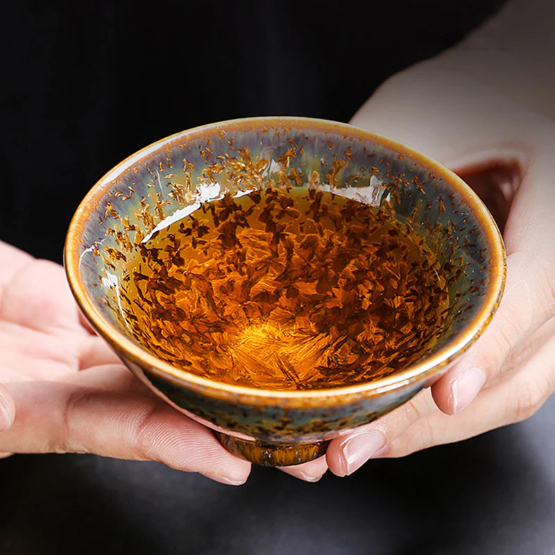 Buddha Stones Tazza da tè in ceramica marrone colorata Tazza da tè Kung Fu Ciotola - Image 10