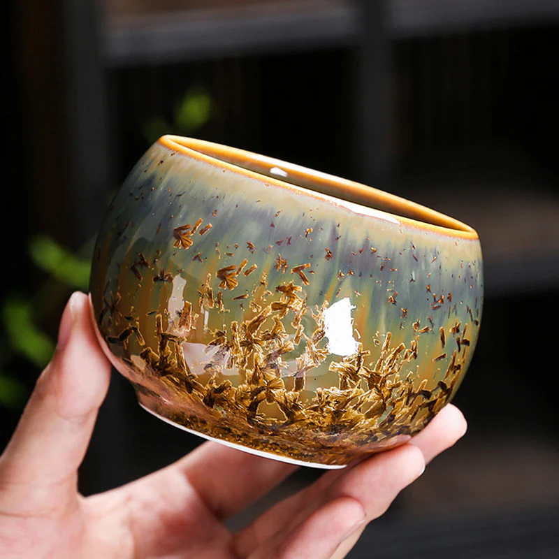 Buddha Stones Tazza da tè in ceramica marrone colorata Tazza da tè Kung Fu Ciotola - Image 2